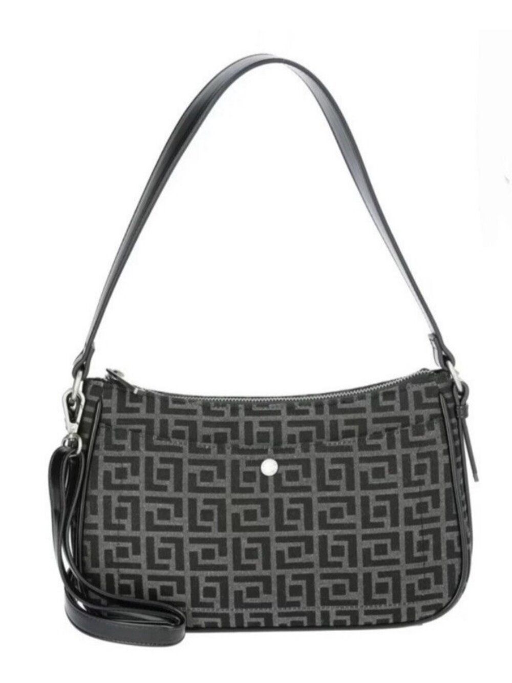 Nicole Fiorelli Black Geo Jacquard Crossbody Shoulder Bag Hobo Canvas Purse NWT